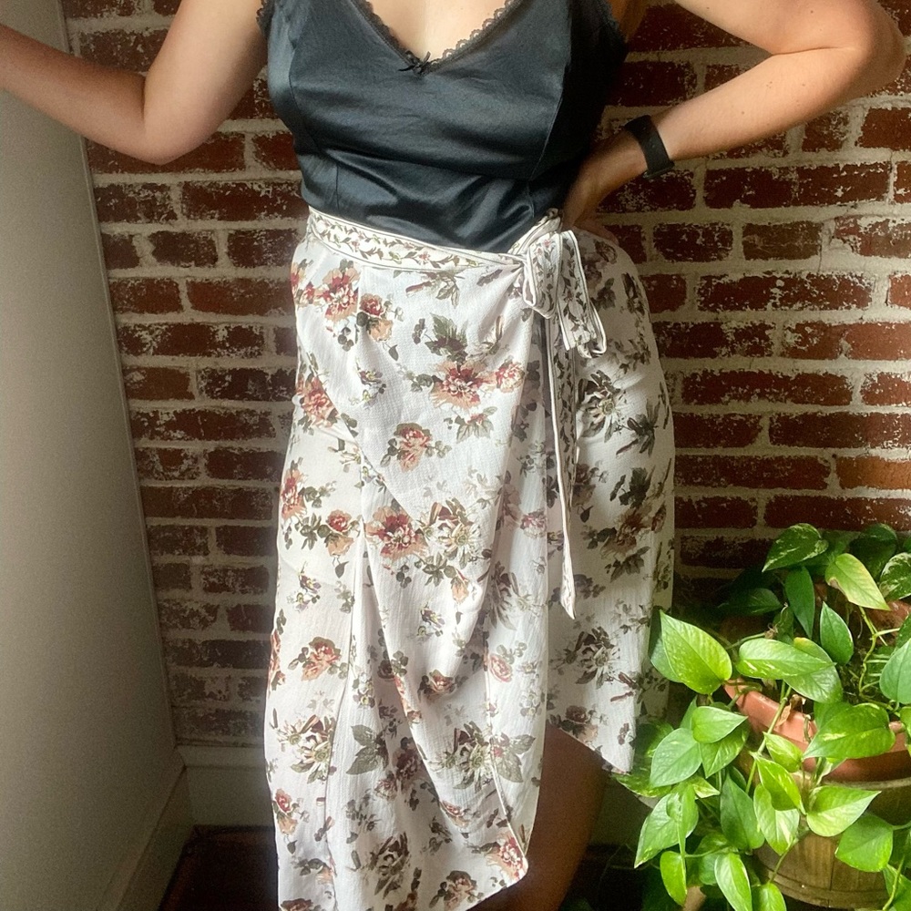 Max Studio Floral Wrap Skirt